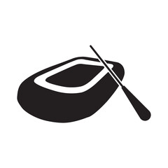 Camping inflatable dinghy boat icon | Black Vector illustration |
