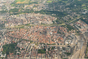 City of Ulm in Germany seen from above