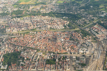 City of Ulm in Germany seen from above