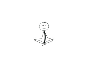 personnage, bonhomme bâton allumette en position zen, lotus, mains sur les genoux