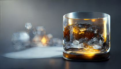Whiskey glass with ice