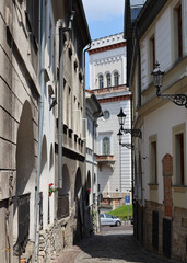 Fototapeta na wymiar Street in the Old Town of Bielsko-Biala in Poland