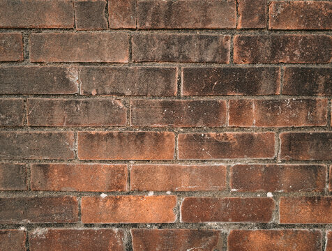 close up of brown brick wall background copy space . High quality photo