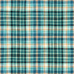 Teal rustic coastal beach house check fabric tile. Seamless sailor flannel textile gingham repeat swatch.