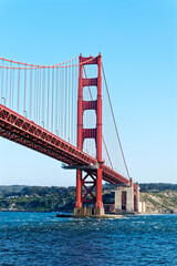View of end of the Golden Gate Bridge in San Francisco