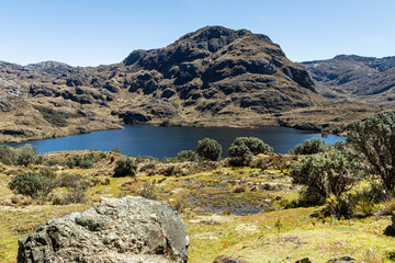 El Cajas National park, Toreadora lake. Mountain landscape. Ecuador, close to city Cuenca 