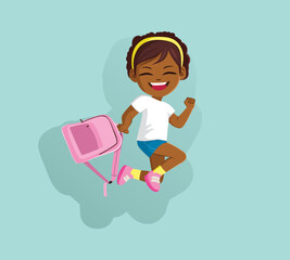 Cute little girl jumping ready back to school