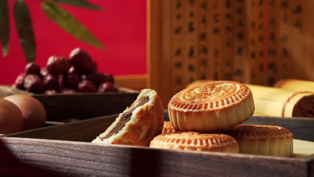 Fresh mooncakes in a festive atmosphere