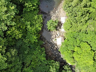 Aerial shot of waterfalls in Philippines