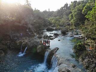 Aerial shot of waterfalls in Philippines