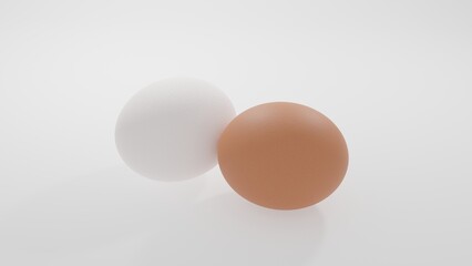 白と赤の卵、3DCG