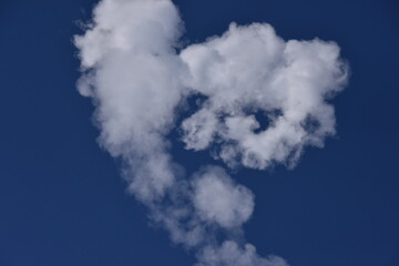 Smoke Plume cloud From Rocket Exhaust with a blue Sky  Clear sunny Day Fog and cloud atmosphere isolated