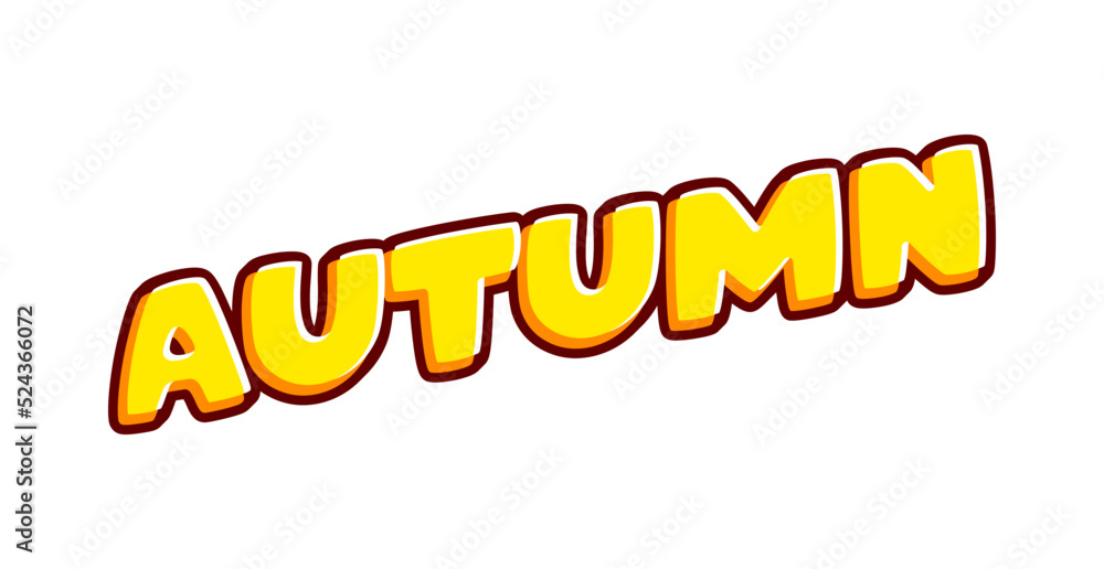 Poster autumn text effect isolated on white colourful design vector. text or inscriptions in english. the m