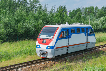 Narrow gauge diesel locomotive of Children's railway. Saint Petersburg.