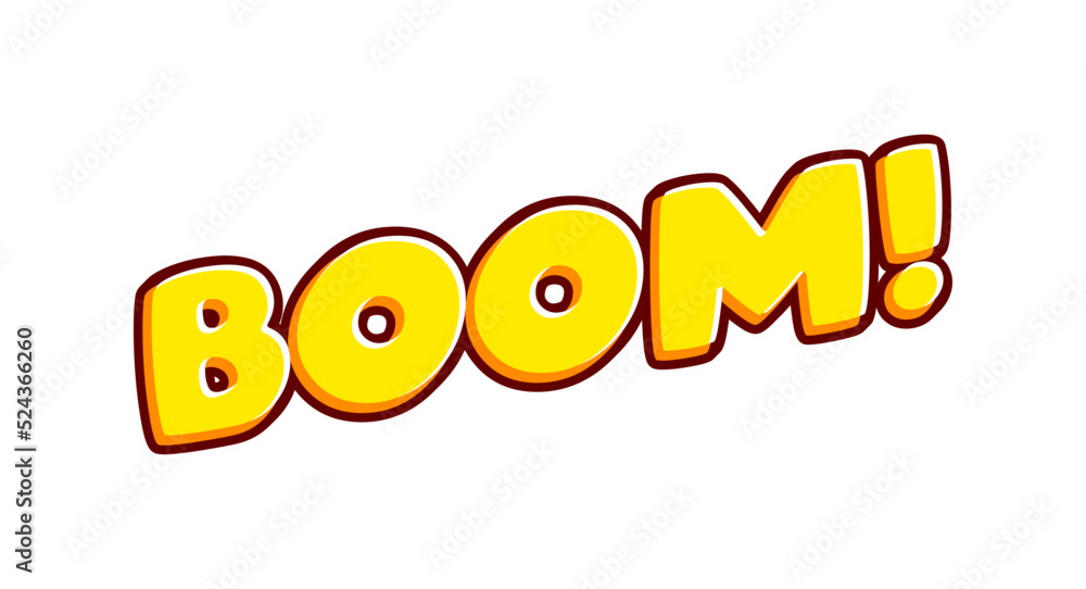 Aufkleber boom. top phrase lettering isolated on white colourful text effect design vector. text or inscriptio