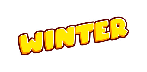 Winter lettering isolated on white colourful text effect design vector. Ice cold frozen weather. Text or inscriptions in English. The modern and creative design has red, orange, yellow colors.
