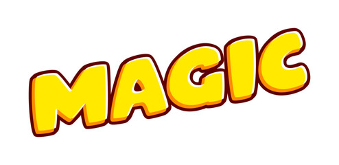 Magic. Cool phrase lettering isolated on white colourful text effect design vector. Text or inscriptions in English. The modern and creative design has red, orange, yellow colors.