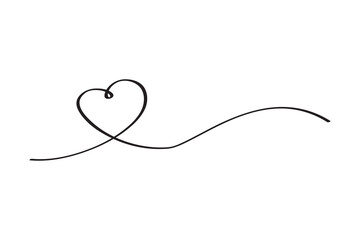 simple vector hand draw sketch, 2 love shape, one line, isolated on white