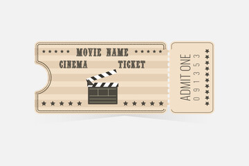 vintage ticket cinema. Vector ticket illustration.