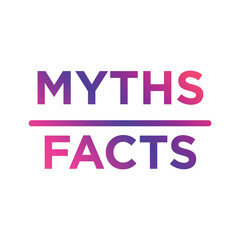 Myths facts. Vector icon. Colorful gradient inscription isolated on white backdrop