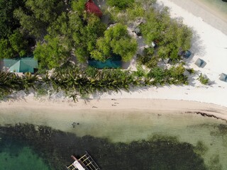 Beautiful aerial shot of beaches and islands in Philippines