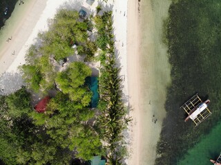 Beautiful aerial shot of beaches and islands in Philippines