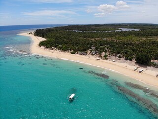 Beautiful aerial shot of beaches and islands in Philippines
