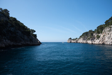 Calanque de Port Pin near Cassis, boat excursion to Calanques national park in Provence, France