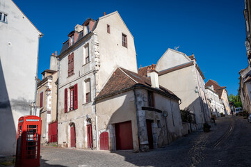 Old streets and houses of Auxerre, medieval city on river Yonne, north of Burgundy, France