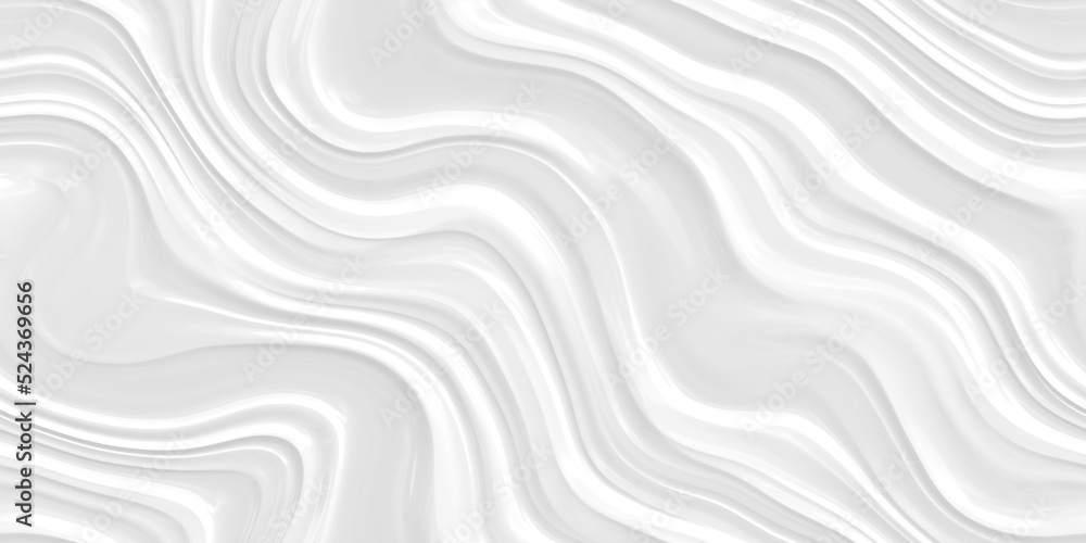 Aufkleber seamless minimal white abstract glossy soft waves background texture. elegant wavy carved marble lux