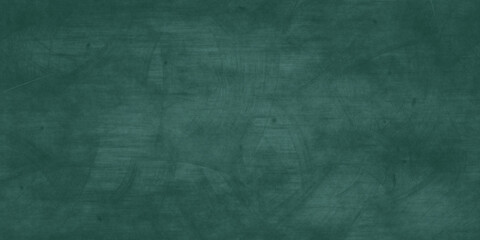 Seamless empty erased green chalkboard background texture. Dirty smudged chalk on blank blackboard with copy space. Restaurant menu display or back to school classroom education concept. 3D rendering.