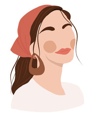 abstract woman portraits isolated on white background. Modern young feminine woman fashion minimal trendy people face in flat style. Vector hand drawn illustration