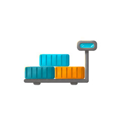 Floor scales. Weighing the cargo. Loading containers. Illustration on a white background.