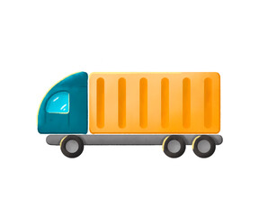 Cargo transport. A truck is carrying a container. Color illustration on a white background.