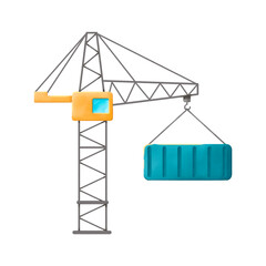 The crane loads the container. A simple illustration on a white background.