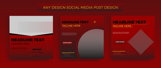Social media post design set, body fitness, and school admission post template, beauty fashion  and digital marketing social media ad.