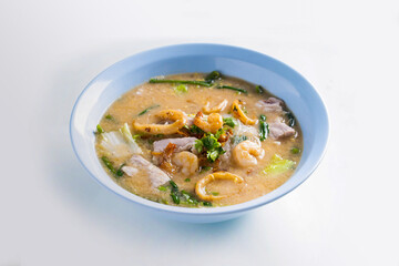 rice vermicelli Noodle soup, Noodle soup of Thailand, isolated