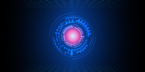 Abstract technology background Hi-tech communication concept innovation background vector illustration. Abstract fingerprint in circle digital. Vector abstract futuristic background. Hexagon pattern
