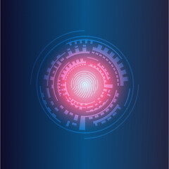 Abstract technology background Hi-tech communication concept innovation background vector illustration. Abstract fingerprint in circle digital. Vector abstract futuristic background.