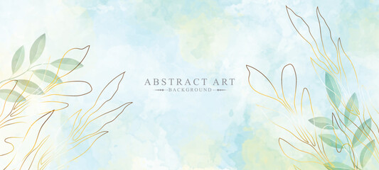 Abstract watercolor art background vector. Luxury cover design with text, golden texture and brush style. Vector background for banner, poster, Web and packaging.