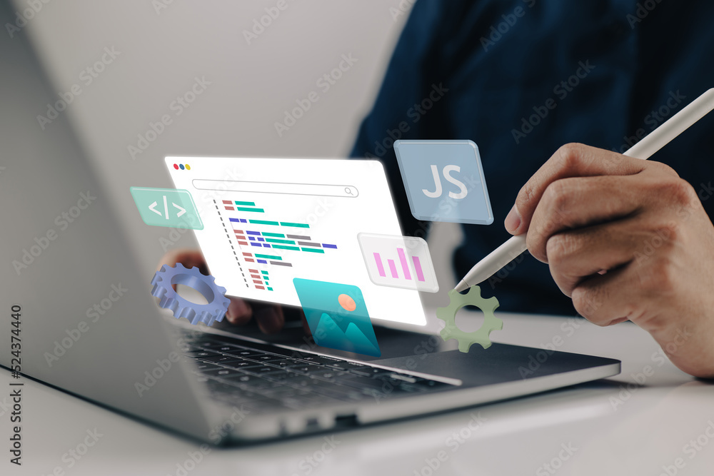 Aufkleber Coding and programming. technical assistance and website upkeep services