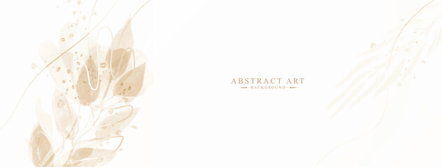Luxury style abstract art botanical gold background. Minimal design for text, prints, wall decoration