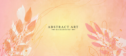 Abstract art botanical floral vector background. Luxury watercolor floral art wallpaper. minimal design for text, packing, print, wall decoration.