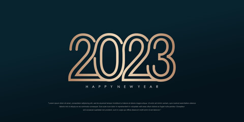 2023 Happy New Year logo text design. 2023 number design template. Vector illustration.