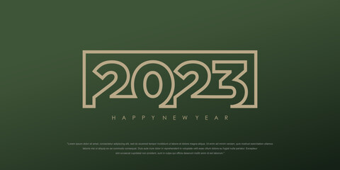 2023 Happy New Year logo text design. 2023 number design template. Vector illustration.