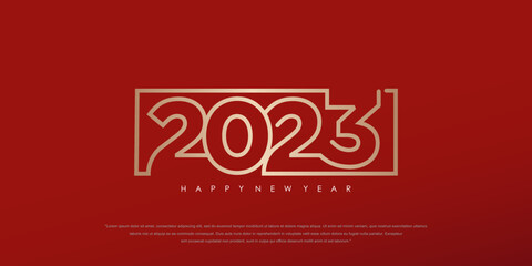 2023 Happy New Year logo text design. 2023 number design template. Vector illustration.