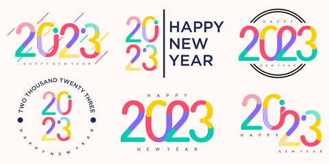 2023 Happy New Year logo text design.collection of 2023 number design template. Vector illustration.