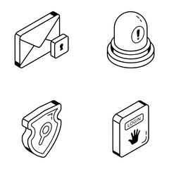 Isometric Icons of Security and Access

