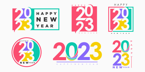 2023 Happy New Year logo text design.collection of 2023 number design template. Vector illustration.