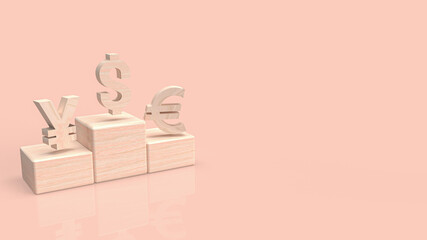 The wood money symbol for business concept 3d rendering